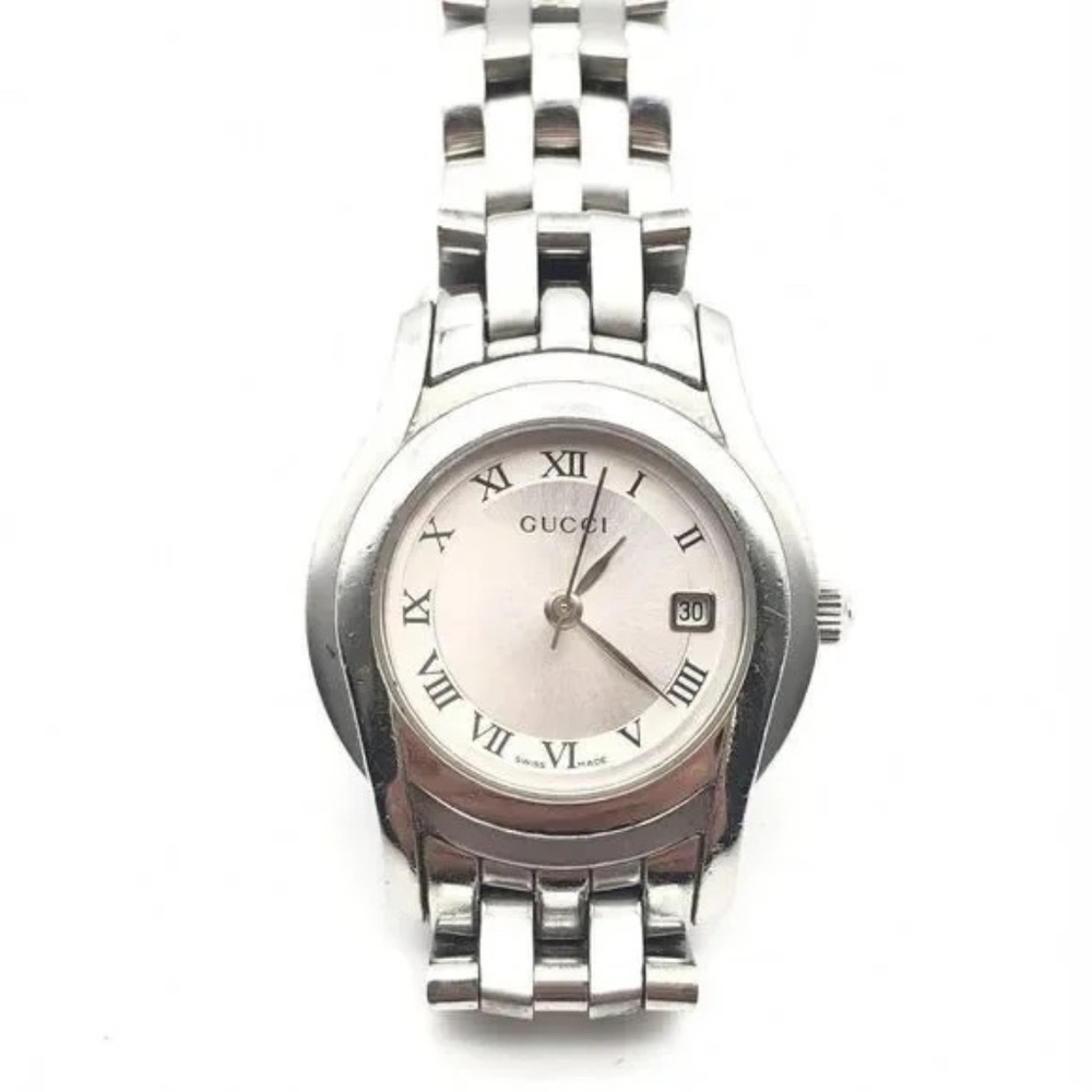 GUCCI 5500L Watches Stainless Steel Quartz Women Silver Dial with Box